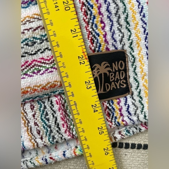 Baja Hoodie Boho Pullover White Rainbow Mini Stripe Medium by No Bad Days - Picture 10 of 10